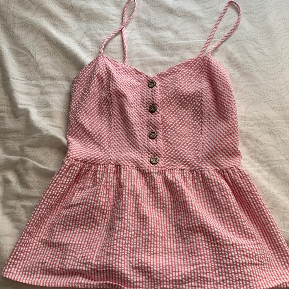Super cute Seersucker Peplum Tank Top